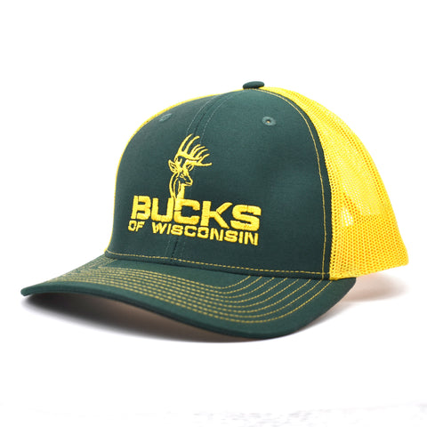 Image of Bucks of Wisconsin Full Gold Logo Hat - Green/Gold - Bucks of America