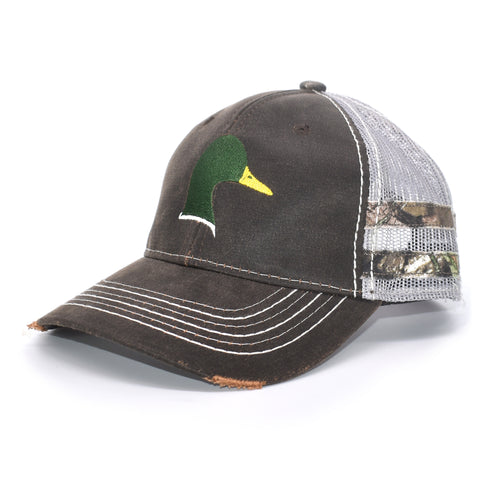Image of Brown Camo Duck Sport Frayed Hat - Bucks of America