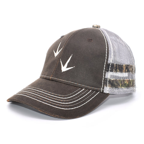 Image of Brown Camo Sport Frayed Hat - Bucks of America