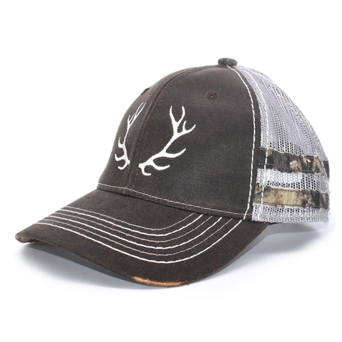 Image of Brown Camo Elk Sport Frayed Hat - Bucks of America