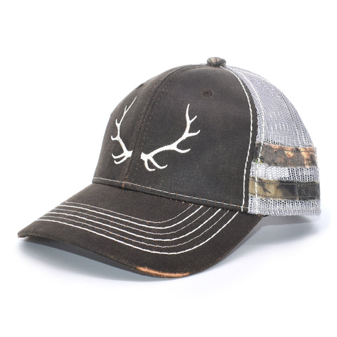 Image of Brown Camo Caribou Sport Frayed Hat - Bucks of America