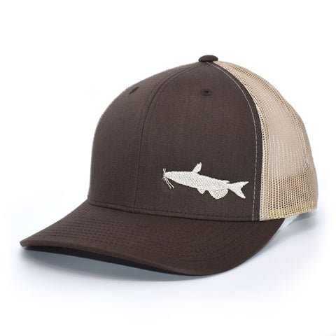 Image of Catfish Fishing Brown Retro Trucker Hat - Bucks of America