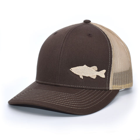 Image of Bass Fishing Brown Retro Trucker Hat - Bucks of America
