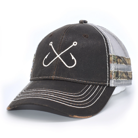 Image of Brown Camo Sport Frayed Hat - Bucks of America