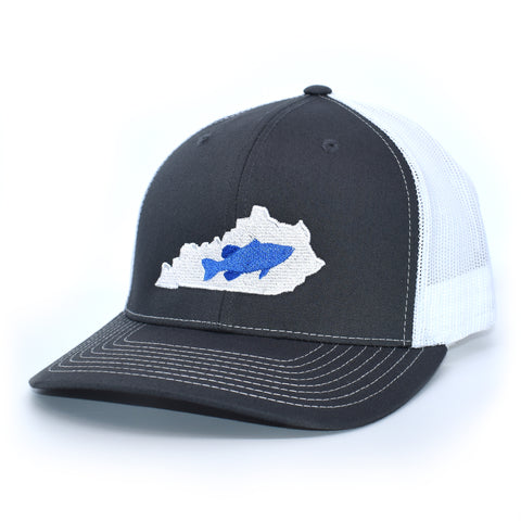 Image of Kentucky Bass Hat Blue on Charcoal/White - Bucks of America