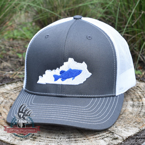 Image of Kentucky Bass Hat Blue on Charcoal/White - Bucks of America