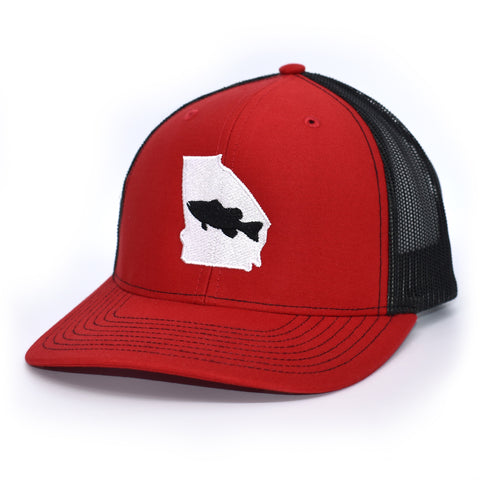 Image of Georgia Bass Fishing Hat- Red/Black - Bucks of America