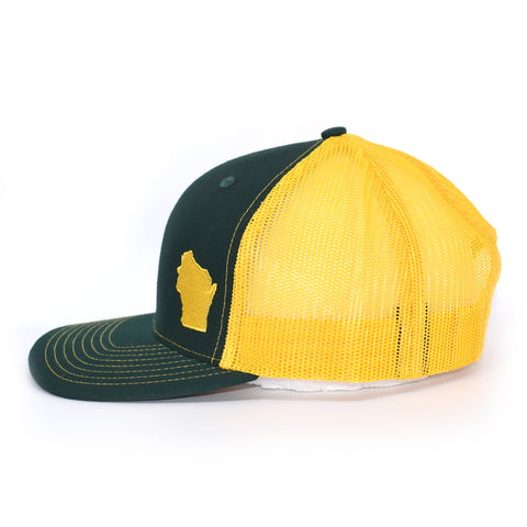 Image of Wisconsin State Outline Hat- Green / Gold - Bucks of America