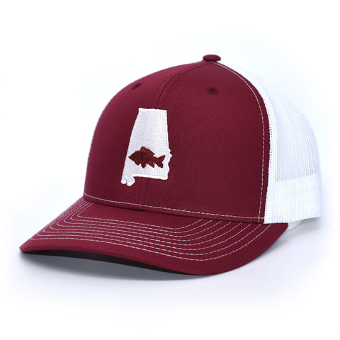 Image of Alabama Carp Fishing Hat - Crimson / White - Bucks of America
