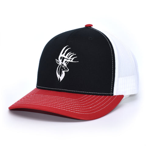 Image of Bucks of America Deer Logo Hat - Black / White / Red - Bucks of America