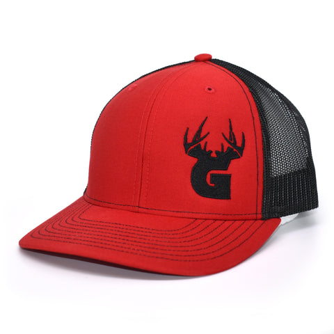 Image of Bucks of Georgia Antler Logo Hat - Red / Black - Bucks of America