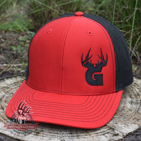 Image of Bucks of Georgia Antler Logo Hat - Red / Black - Bucks of America