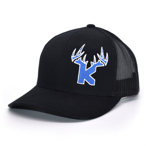 Image of Bucks of Kansas Antler Logo Blue/White Logo Hat - Bucks of America
