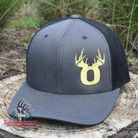Image of Bucks of Oregon Antler Yellow Logo Hat - Charcoal / Black - Bucks of America