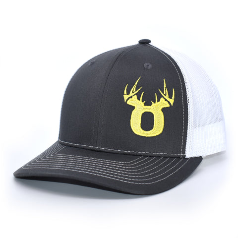 Image of Bucks of Oregon Antler Yellow Logo Hat - Charcoal / White - Bucks of America