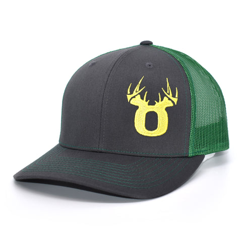 Image of Bucks of Oregon Antler Yellow Logo Hat - Charcoal / Kelly - Bucks of America