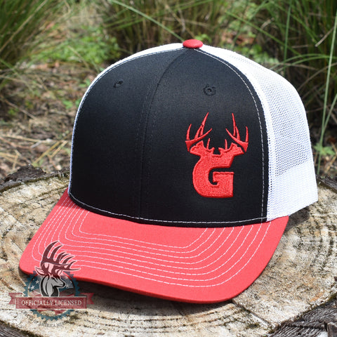 Image of Bucks of Georgia Antler Logo Hat - Black / White / Red - Bucks of America