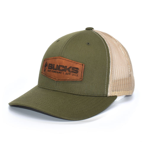 Image of Bucks Leather Patch Moss & Khaki Hat - Bucks of America
