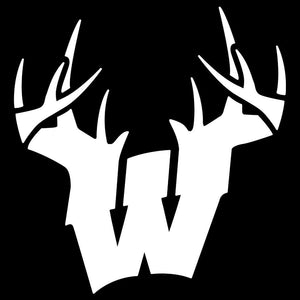 Wisconsin W Antlers Decal - White - Bucks of America