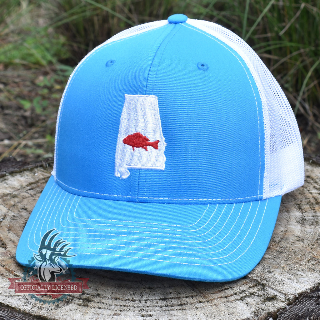 Bucks of America - Alabama Snapper Fishing Hat- Cyan / White – Bucks Hat Co